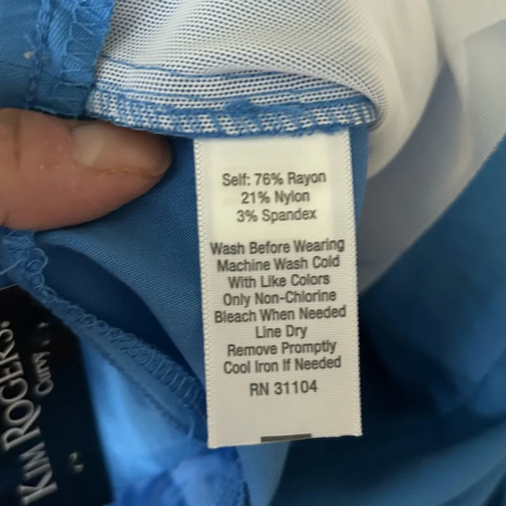 Kim Rogers Shorts Womens 24W Bermuda Tummy Control Blue Pull On‎ Stretch